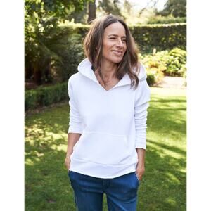 FRANK & EILEEN Melanie White Triple Fleece Hoodie Medium 100% Cotton